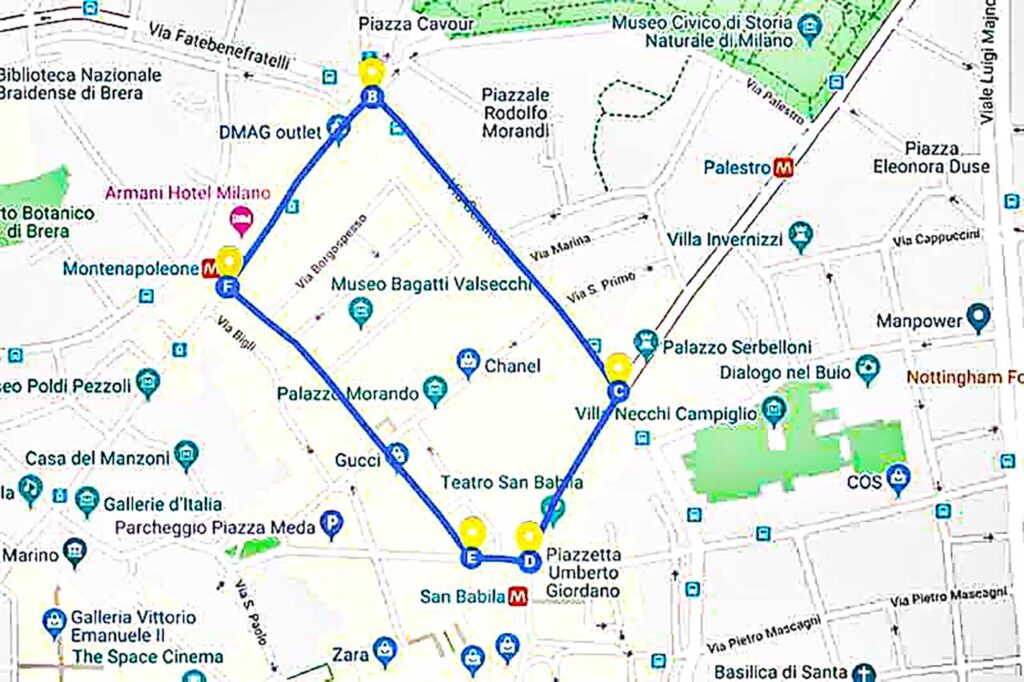 Quadrilatero della Moda - Czworobok Mody -  prestiżowe i ekskluzywne miejsce zakupów zlokalizowane w historycznym centrum Mediolanu.