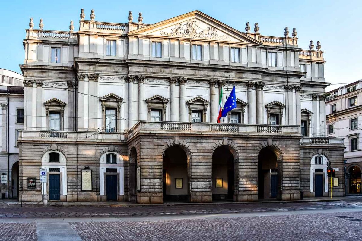 A must-see in Milan – Teatro alla Scala – An exterior view of the opera house in Milan, Italy.
