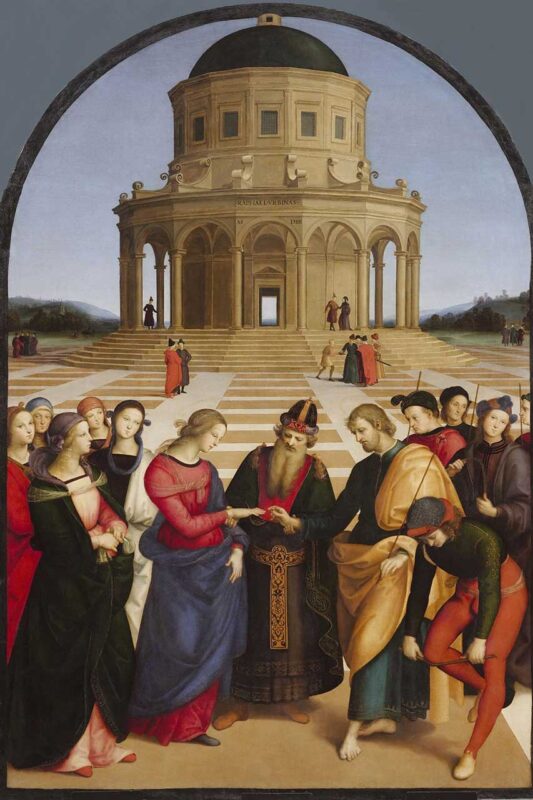 Obraz "Zaślubiny Marii z Józefem" autorstwa Rafaela, przedstawiający moment zaślubin