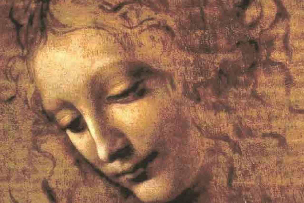 Rysunek głowy rozczochranej kobiety autorstwa Leonarda da Vinci